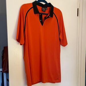 Vibrant Orange and Black Men's Polo Shirt